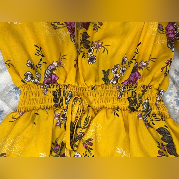 Floral Yellow and Purple Women's Tunic Top - Picture 5 of 5